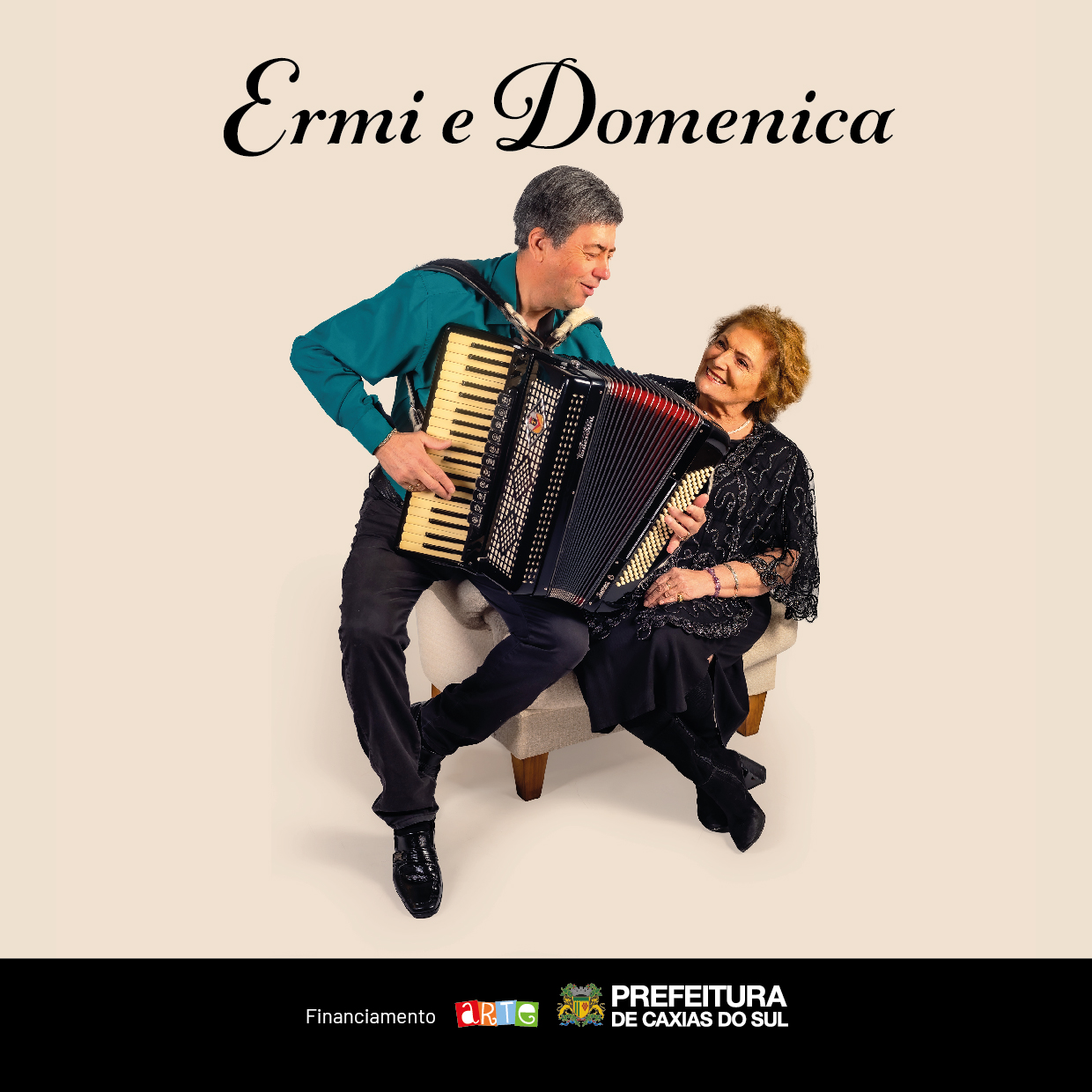 Capa de álbum com homem segurando gaita e mulher sentada ao lado