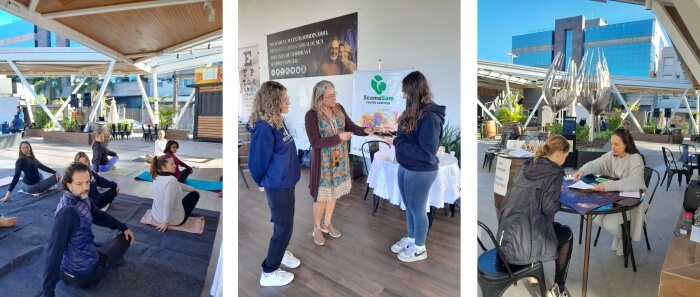 Pessoas fazendo yoga e terapia