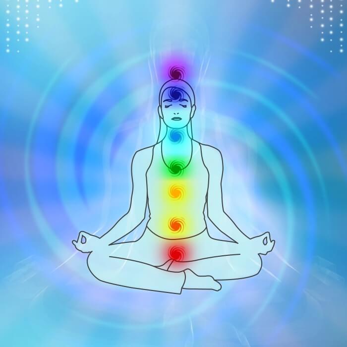 Desenho de chakras no corpo humano
