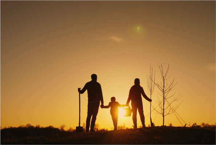 Família em terra seca