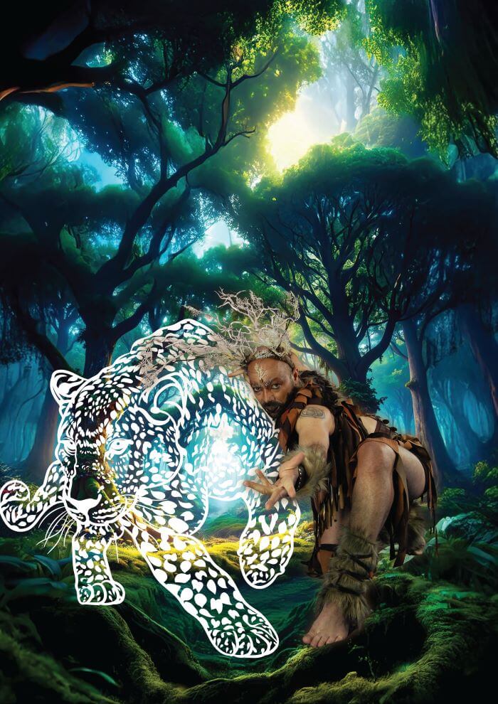 Arte de ator em floresta