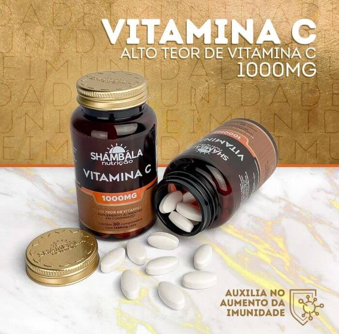 Frascos com cápsulas de vitamina c