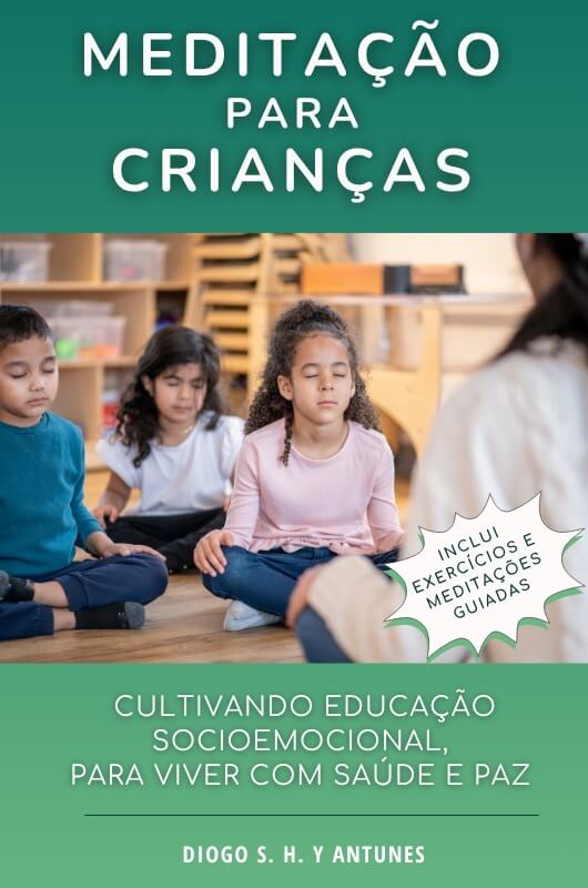 Capa de livro com crianças meditando