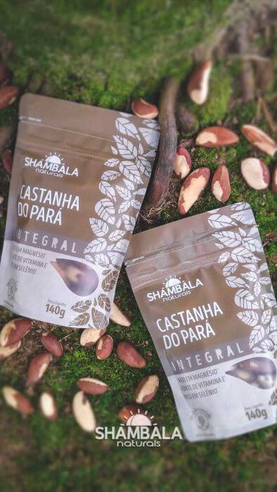 Pacotes de castanha-do-pará da Shambala Naturais 