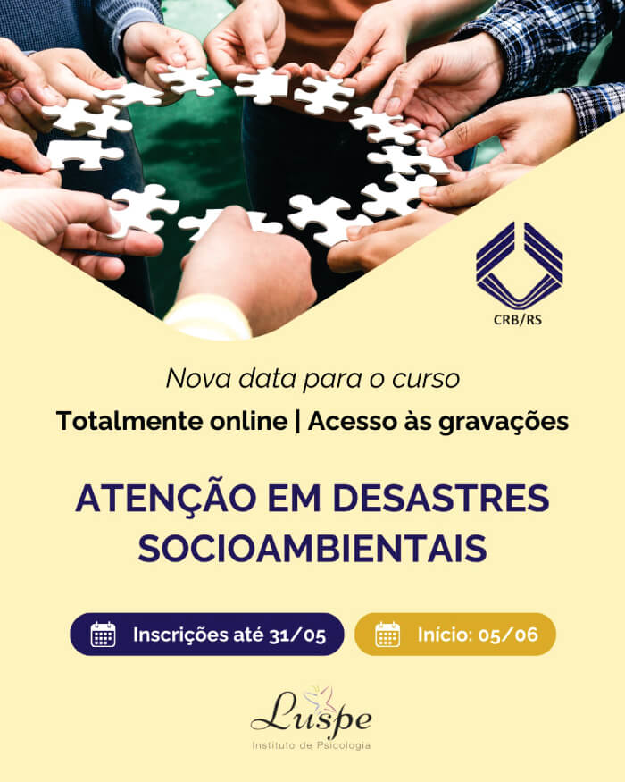 Card com pessoas segurando peças de quebra-cabeça e informações sobre o curso