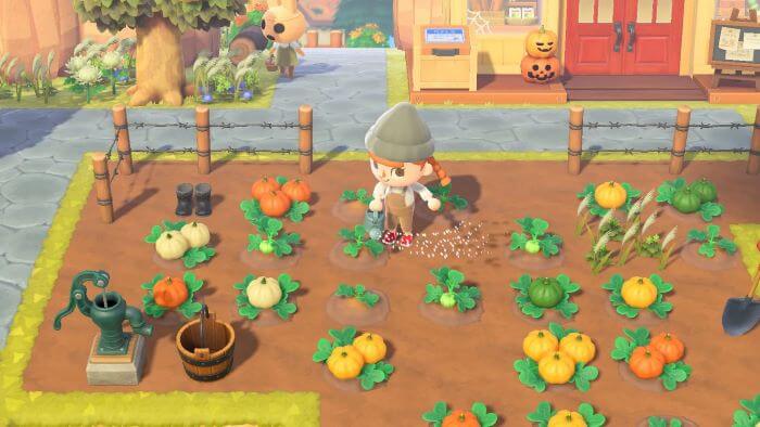 Animal Crossing Personagem regando plantas