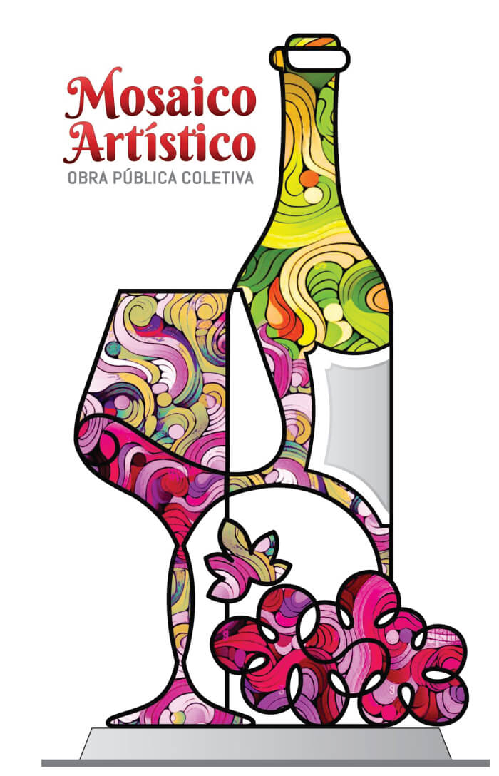 Desenho de uva, vinho e taça